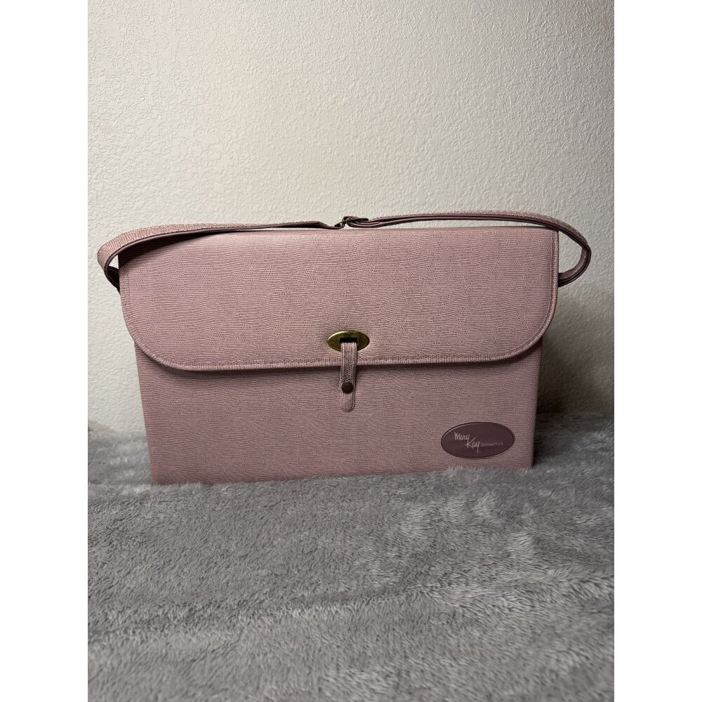 VTG Mary Kay Consultant Bag Vinyl 1980s Pink Retro Fold Out Makeup Display Case
